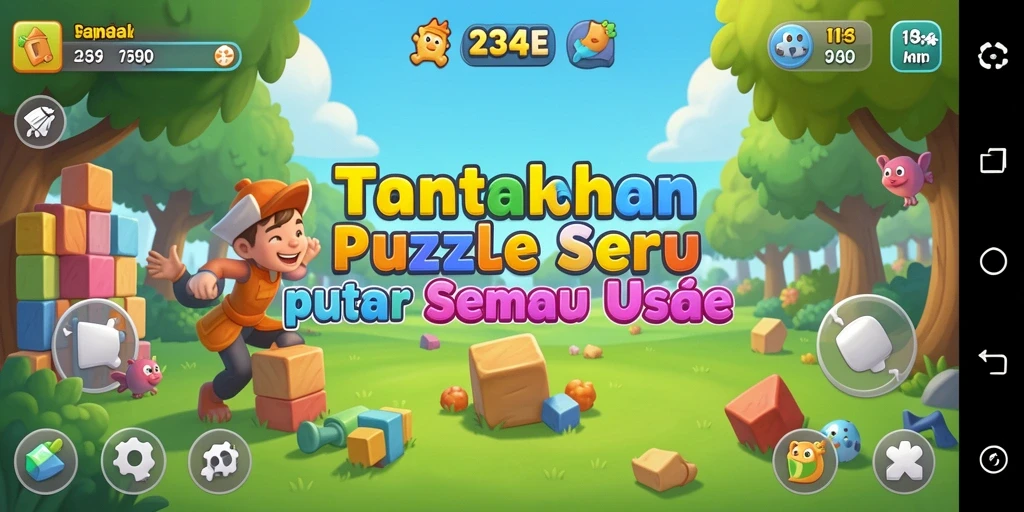 Screenshot utama 234E menunjukkan gameplay puzzle yang menantang.