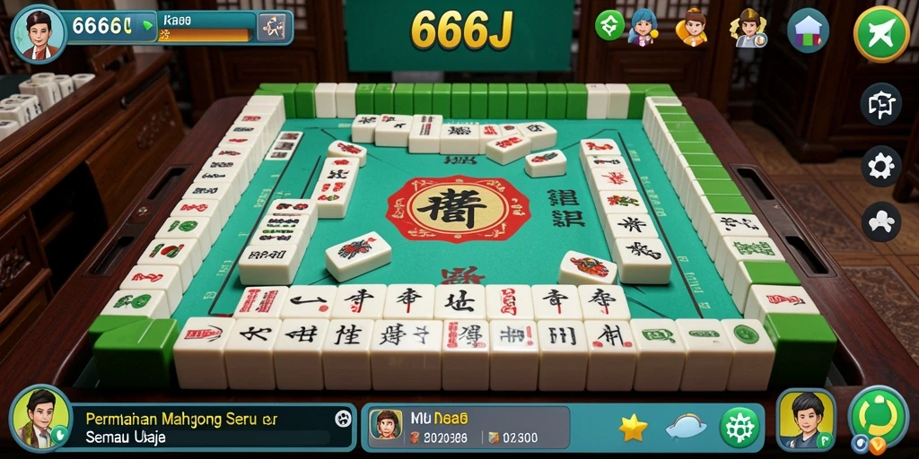 Screenshot gameplay 666J menunjukkan ubin Mahjong yang berwarna-warni dan menantang.