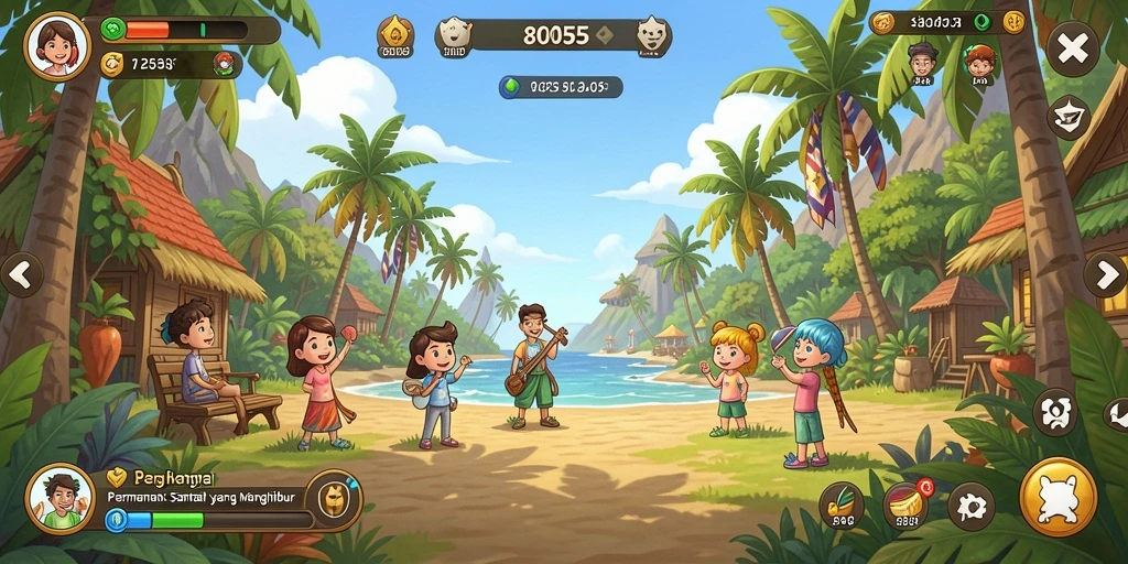 Tampilan gameplay 8055 yang penuh warna dan menantang.
