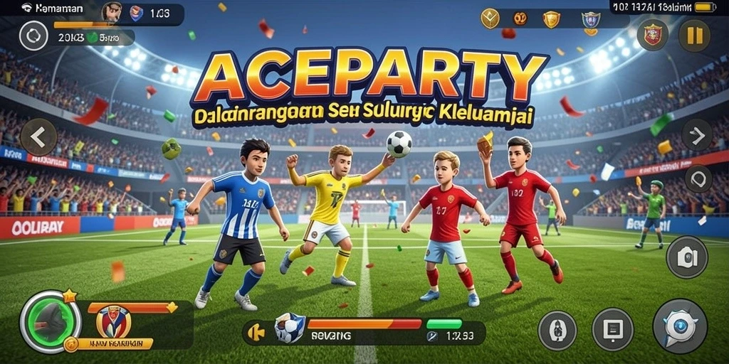 Screenshot gameplay ACEPARTY menampilkan aksi olahraga yang mendebarkan.