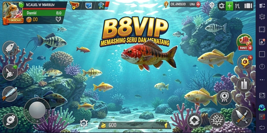 Screenshot gameplay B8VIP dengan aksi memancing yang seru dan menantang.