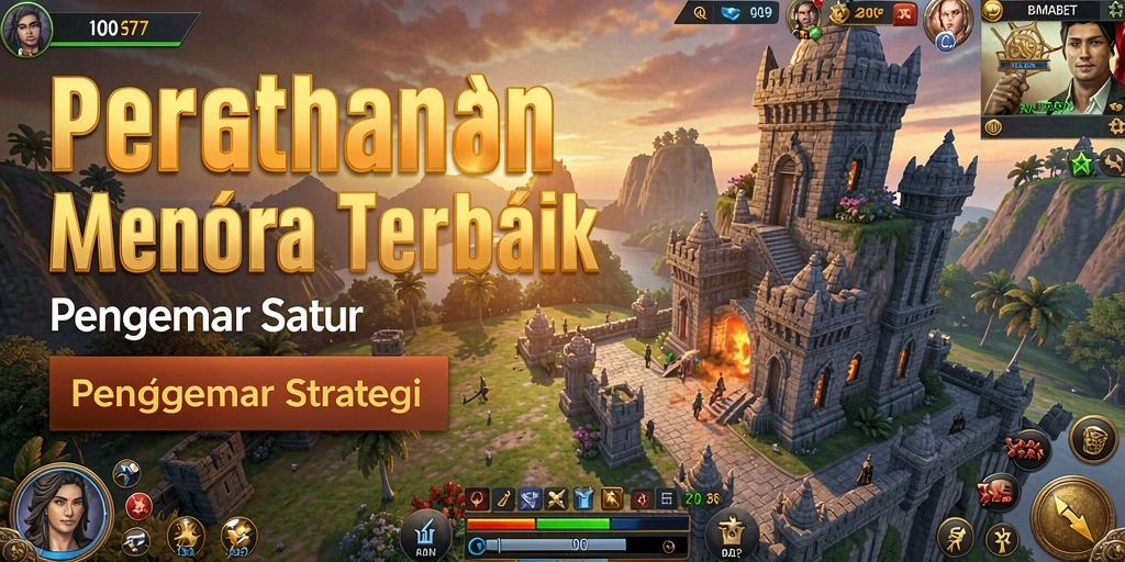 Tampilan permainan menara pertahanan yang mendebarkan dan strategis.