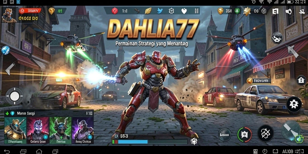 Tangkapan layar gameplay strategis DAHLIA77 menunjukkan pertempuran yang intens.