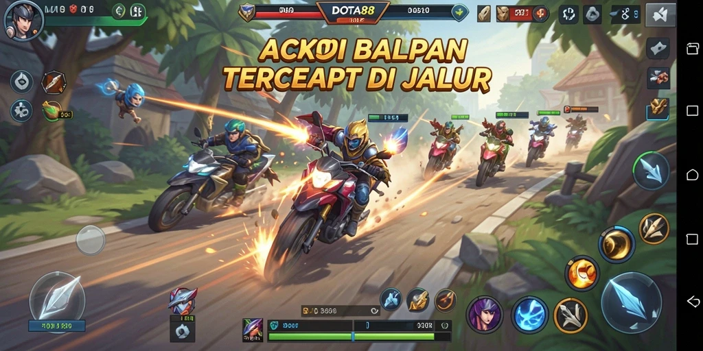 Tangkapan layar DOTA88 menampilkan aksi balapan mendebarkan.