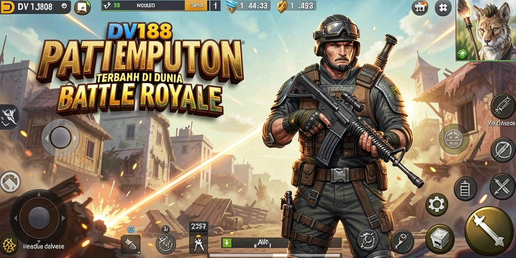 Screenshot gameplay <strong>DV188</strong> menampilkan aksi seru pertempuran Battle Royale.