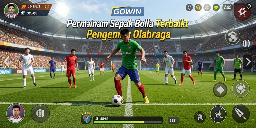Tampilan mendebarkan dari gameplay sepak bola di GOWIN.