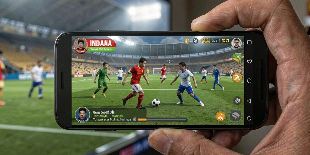 Tampilan screenshot INDAAA menunjukkan aksi sepak bola yang mendebarkan.