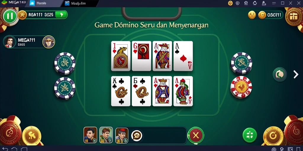 Screenshot gameplay MEGA111 menampilkan momen seru permainan domino.