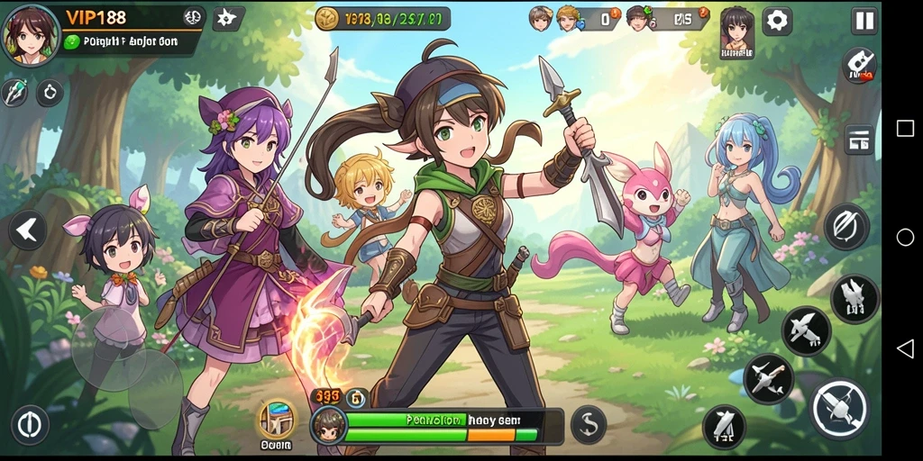 Tangkapan layar utama menunjukkan karakter anime dalam aksi yang dinamis.